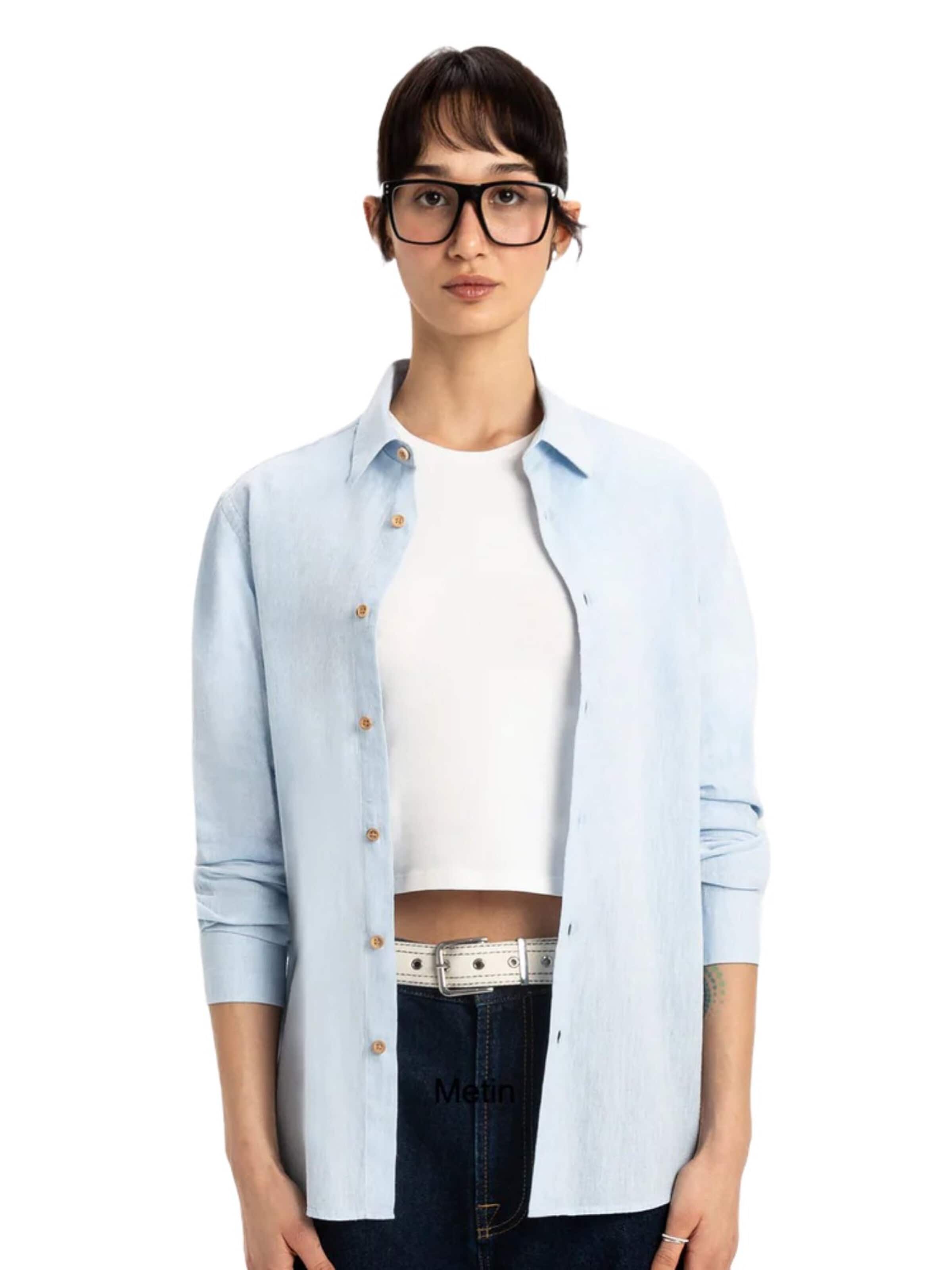 UNIQVIBE Regular fit Blouse in Blauw: voorkant