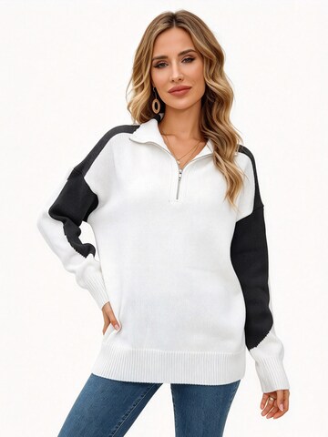 KoJooin Sweter 'Damen Oversize Strickpullover mit Stehkragen und Reißverschluss Lockerer Pullover mit Pull-Over' w kolorze czarny
