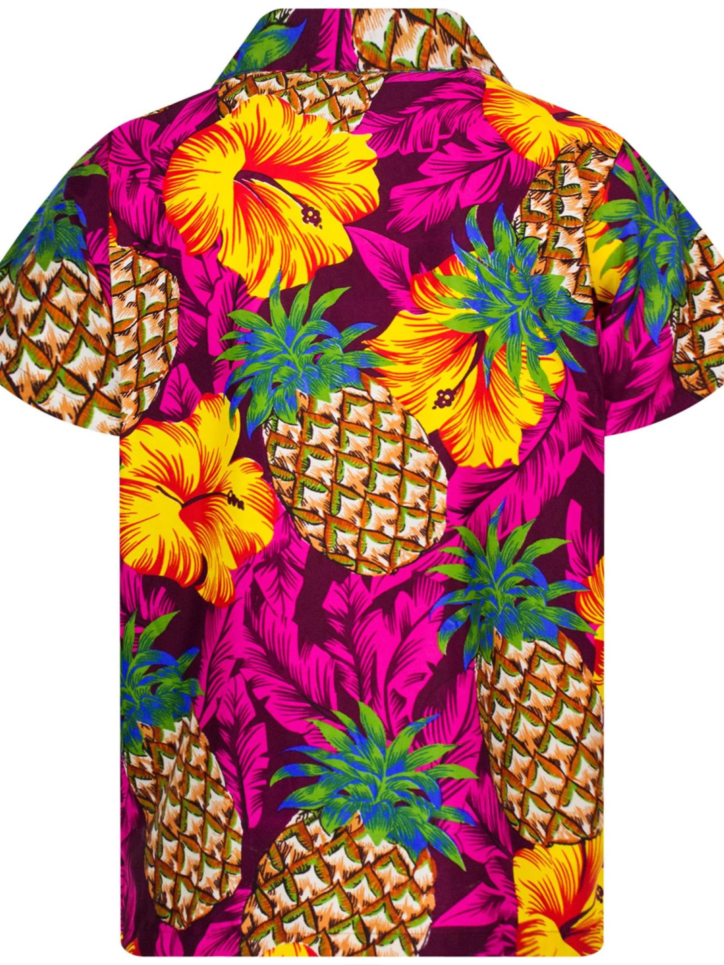 King Kameha Shirt 'Pineapple Hibiscus' in Pink