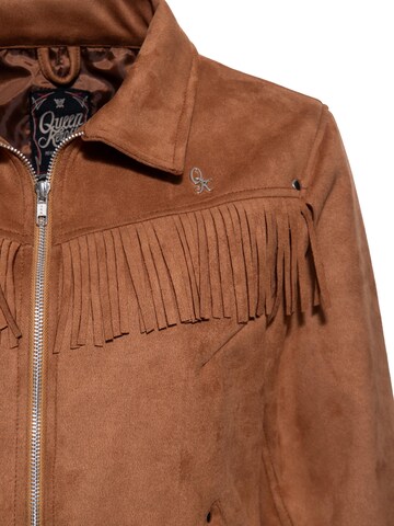 Queen Kerosin Zip-Up Hoodie in Brown