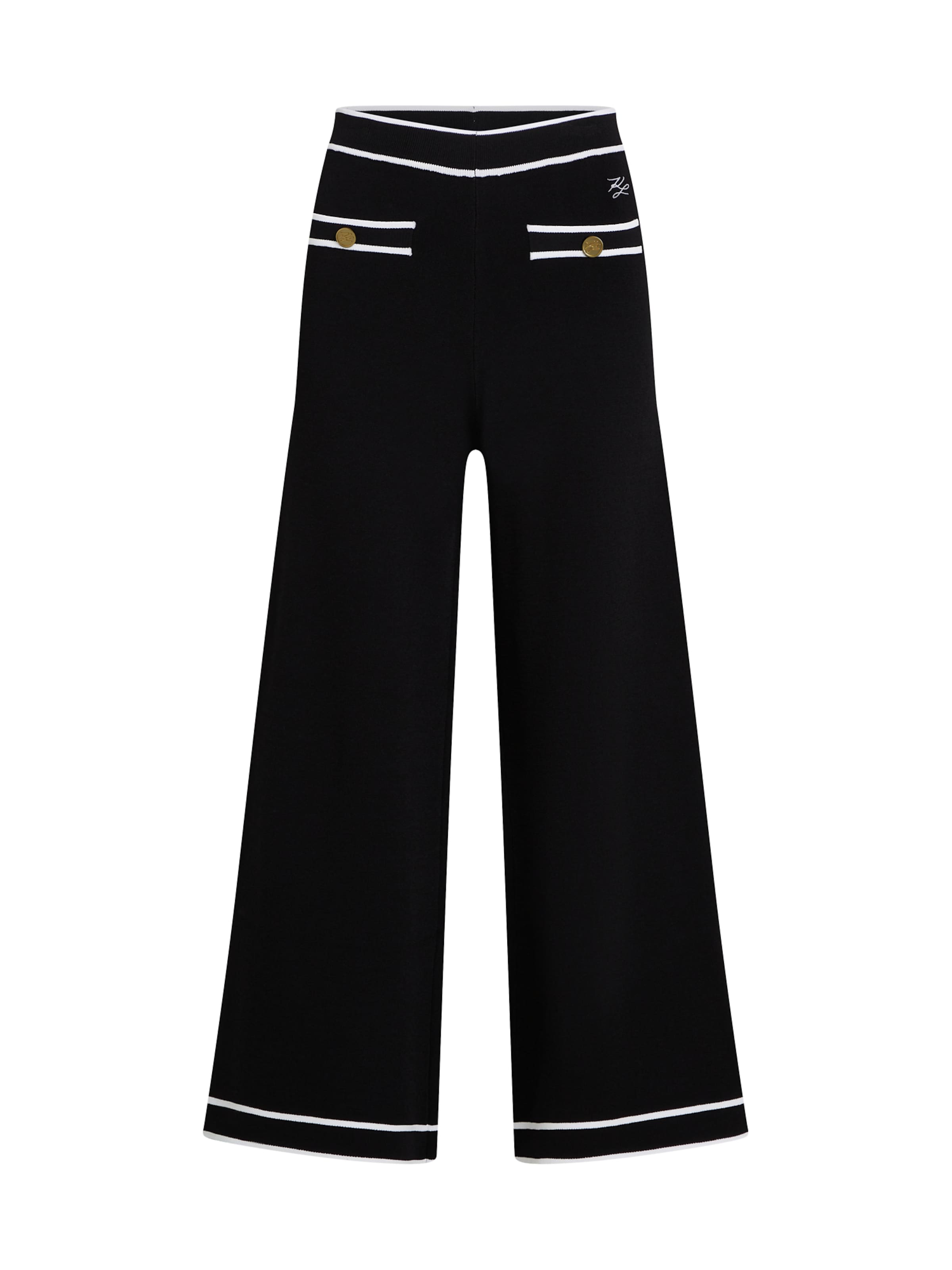 Karl Lagerfeld - Pierna ancha Pantalón en negro: frente