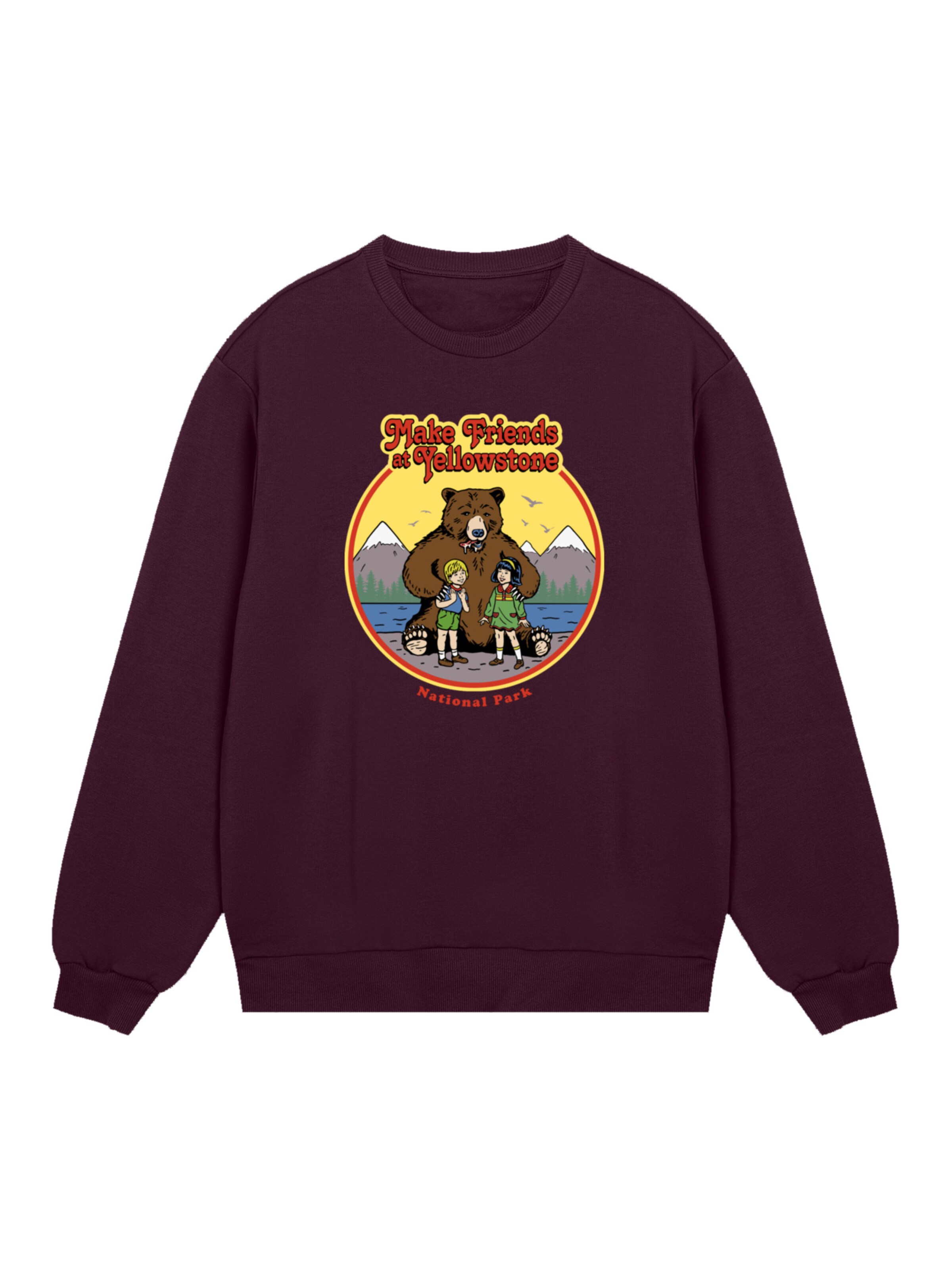 F4NT4STIC Sweatshirt 'US National Parks Make Friends At Yellowstone' in Red: front