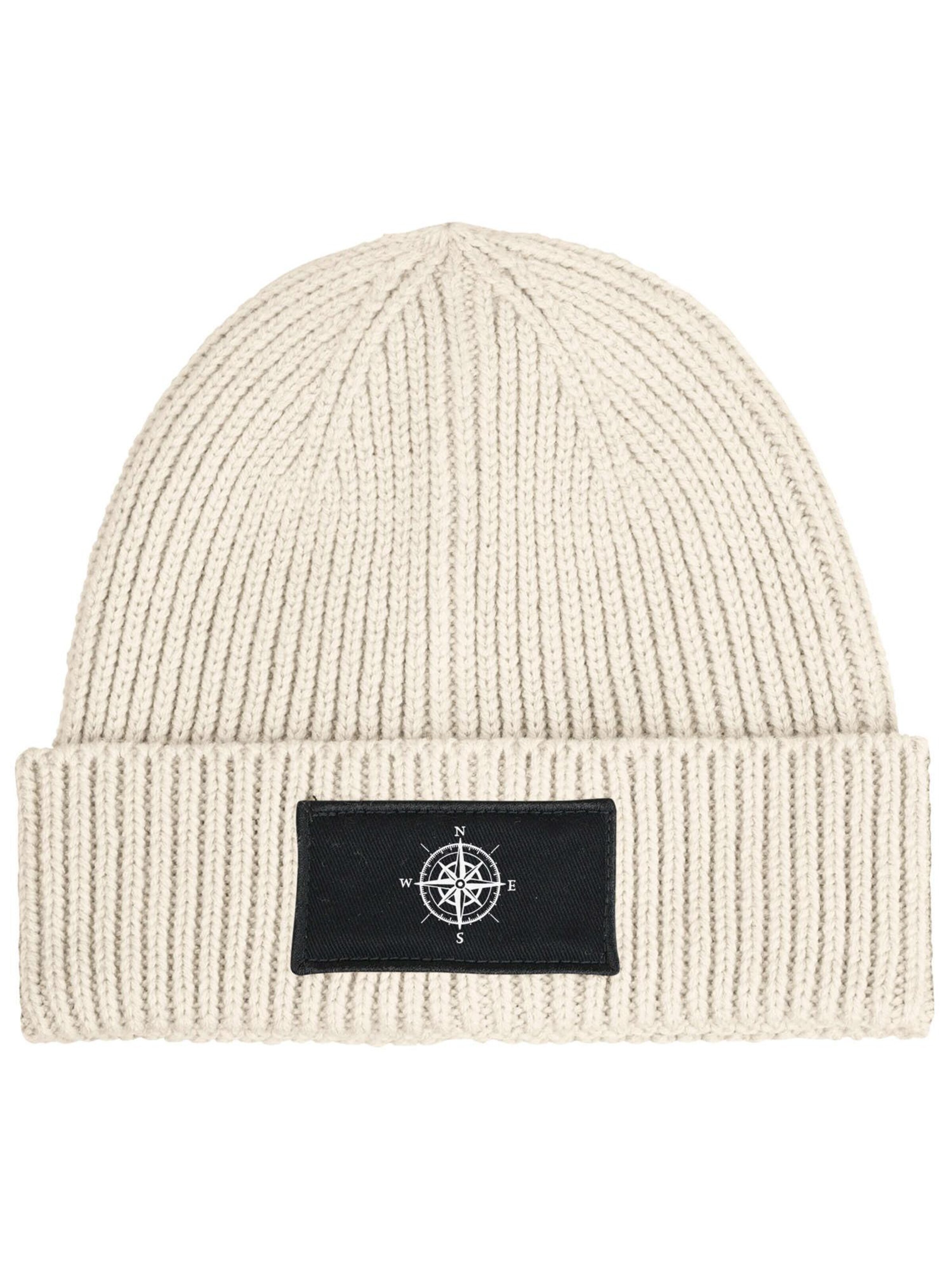 Neverless Beanie 'Kompass' in Beige: front