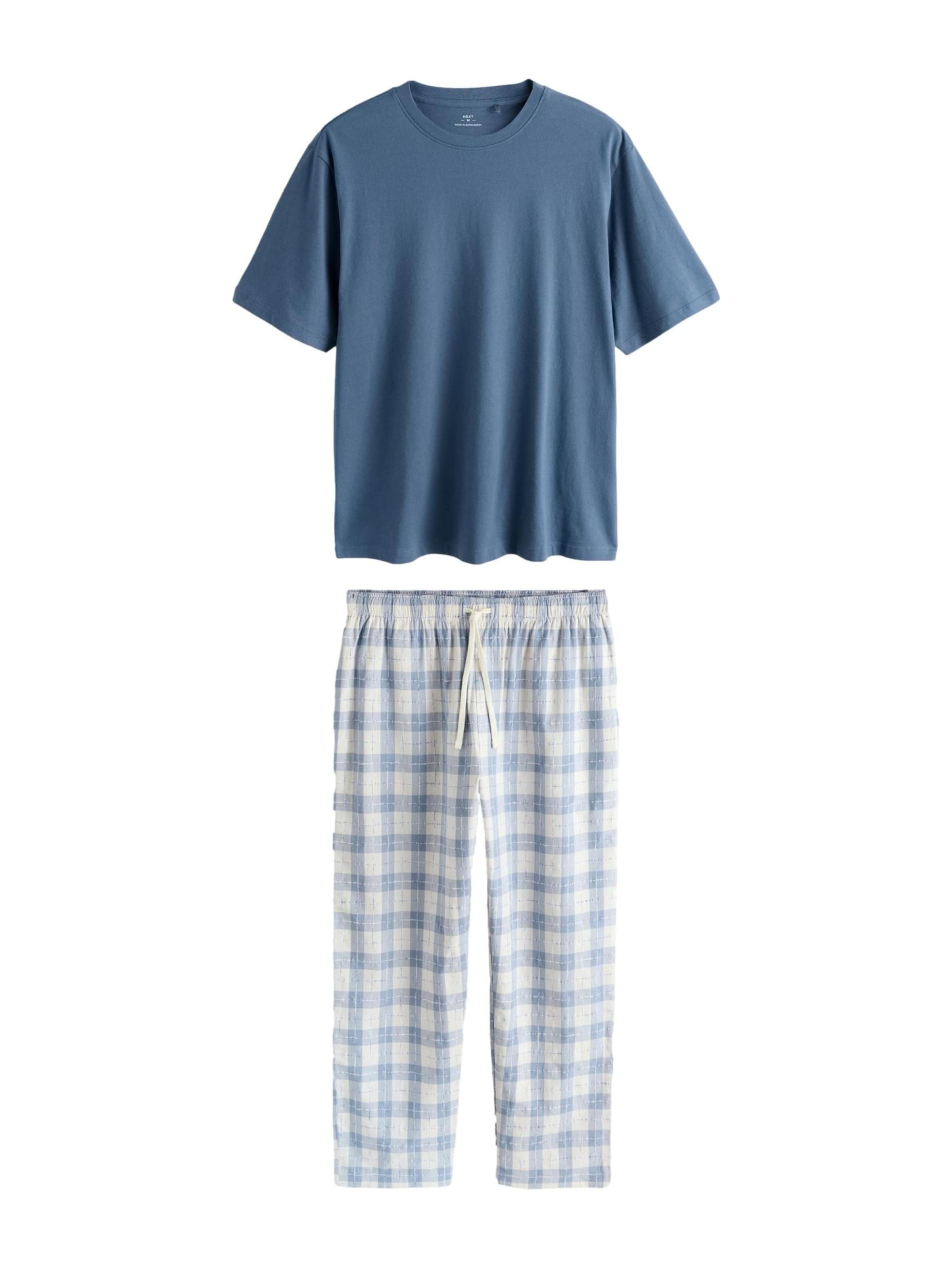 Next Pyjamas lång 'Eid Check' i blå: framsida