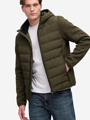 Superdry Winterjas 'Hooded Storm Knit Hybrid Jkt SDM5012530A' in Groen