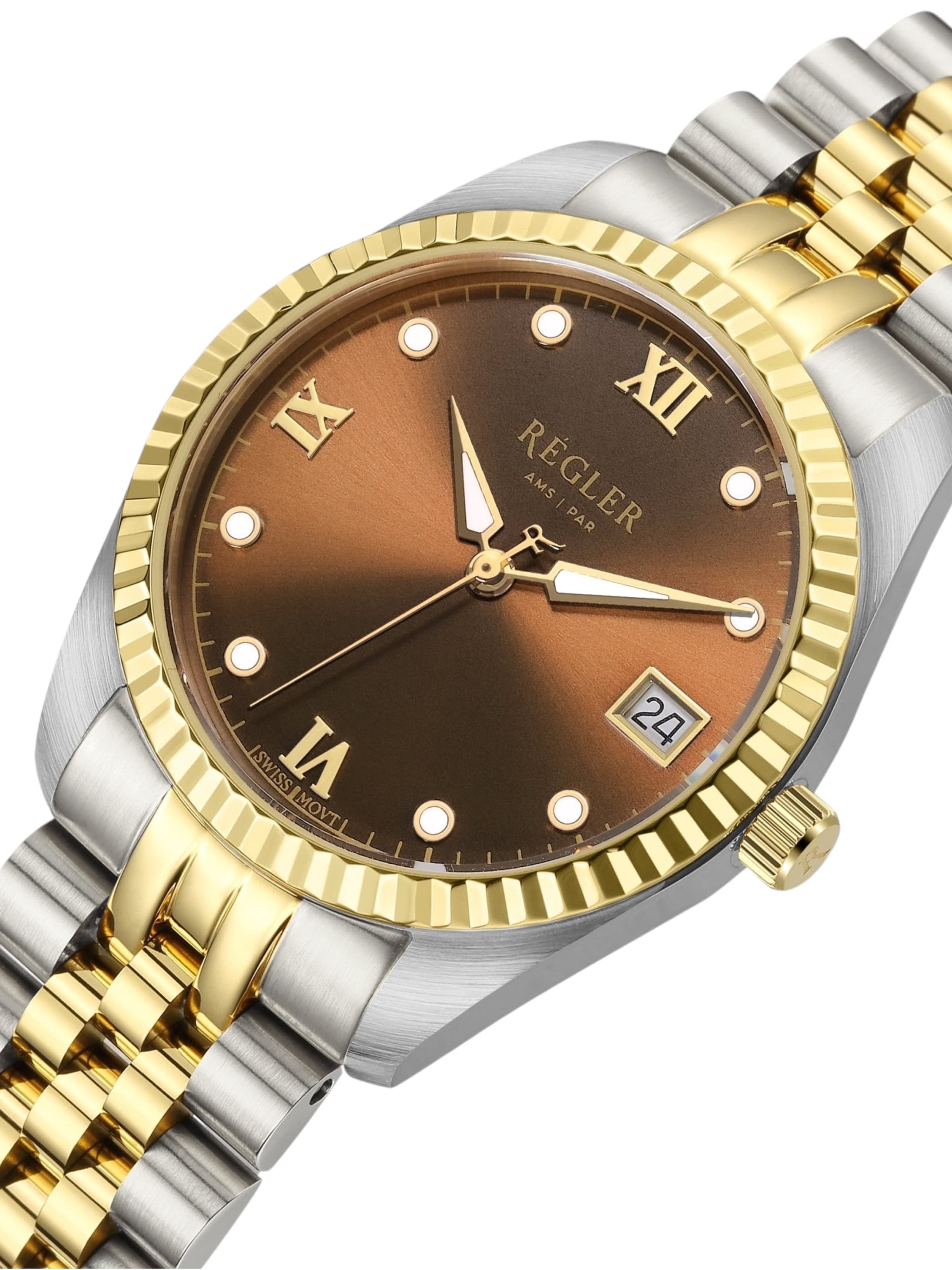 Régler - Relógios analógicos 'Régler Liberté Steel Bi-Colour Silver / Gold - Coffee' em ouro