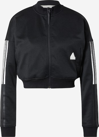 ADIDAS SPORTSWEAR Athletic Zip-Up Hoodie in Black: front