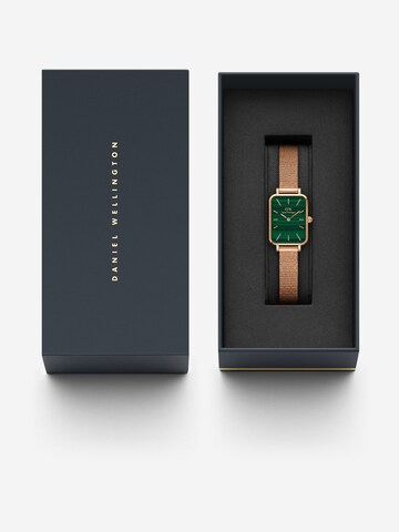 Daniel Wellington Analogové hodinky 'Quadro Pressed Melrose RG Green' – zlatá