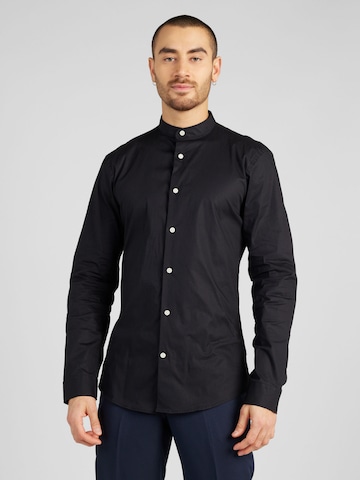 Lindbergh Slim fit Button Up Shirt 'Manderin' in Black: front