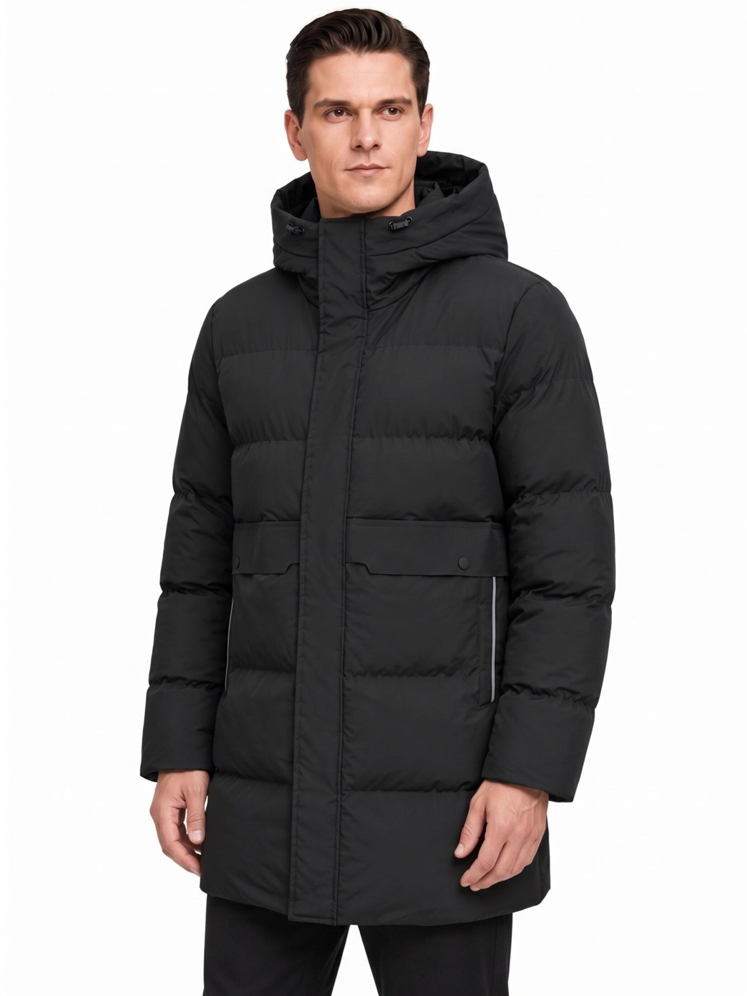 ALLTHEMEN Winterjas 'Lichtnaht' in Zwart