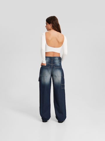 Wide Leg Jean Bershka en bleu