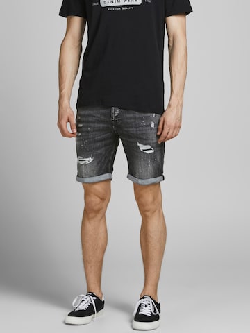 JACK & JONES Slimfit Jeans 'Rick Fox' in Zwart: voorkant