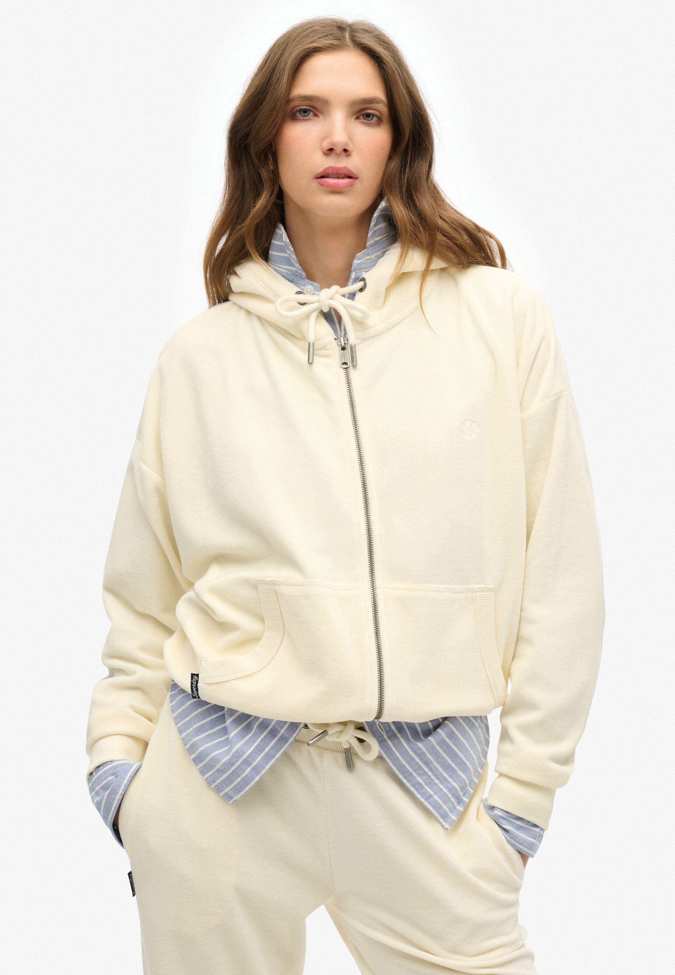 Superdry Sweatvest in Wit: voorkant