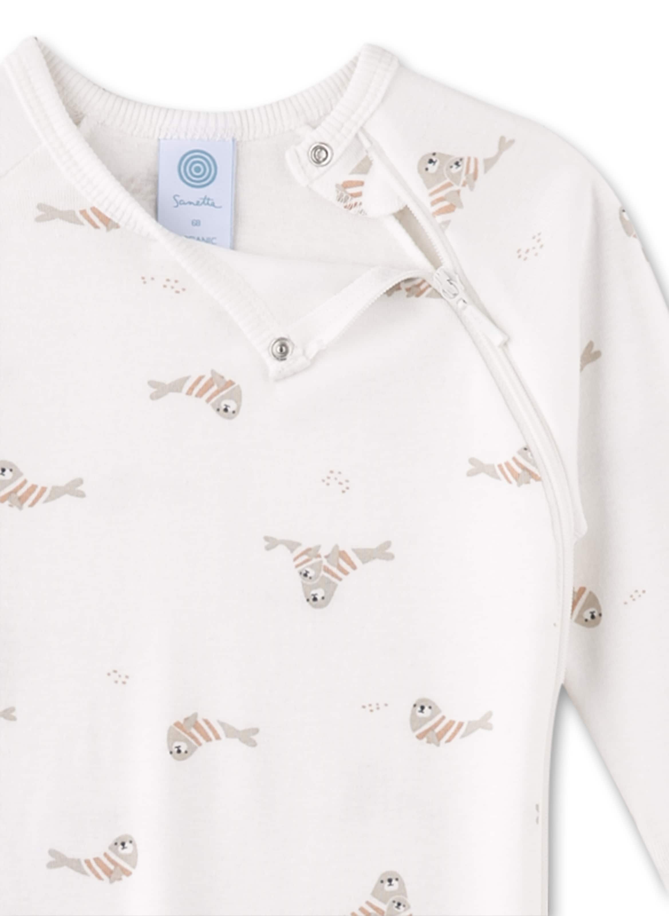 Sanetta Strampler 'Robbe' (GOTS) in Weiß