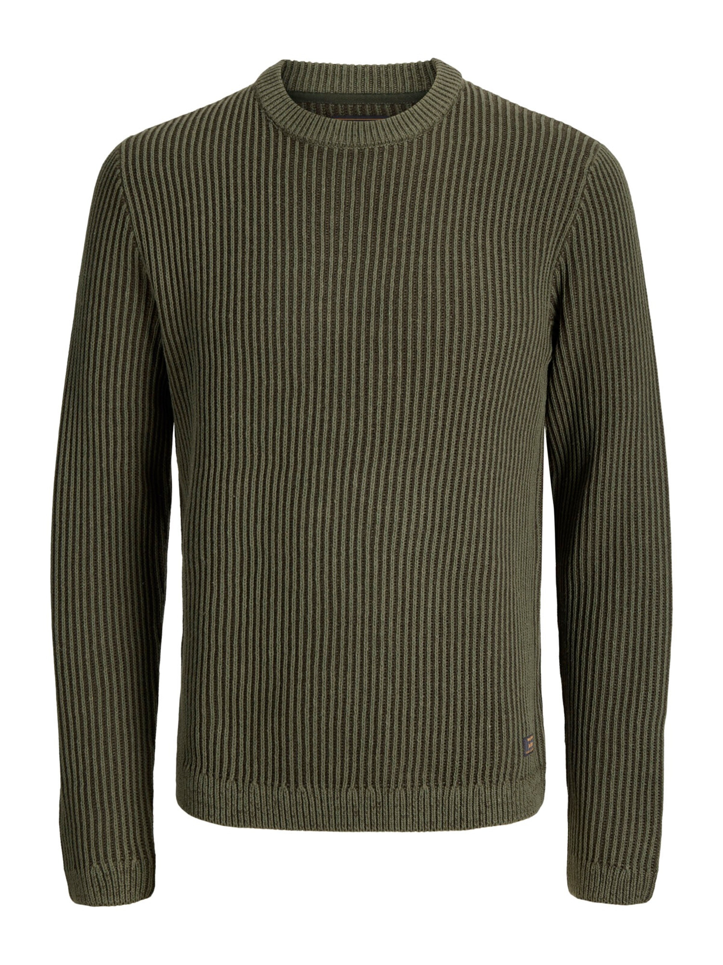 JACK & JONES Пуловер 'JJEDOVER' в зелено: отпред