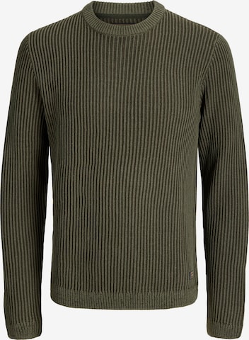 JACK & JONES Пуловер 'JJEDOVER' в зелено: отпред