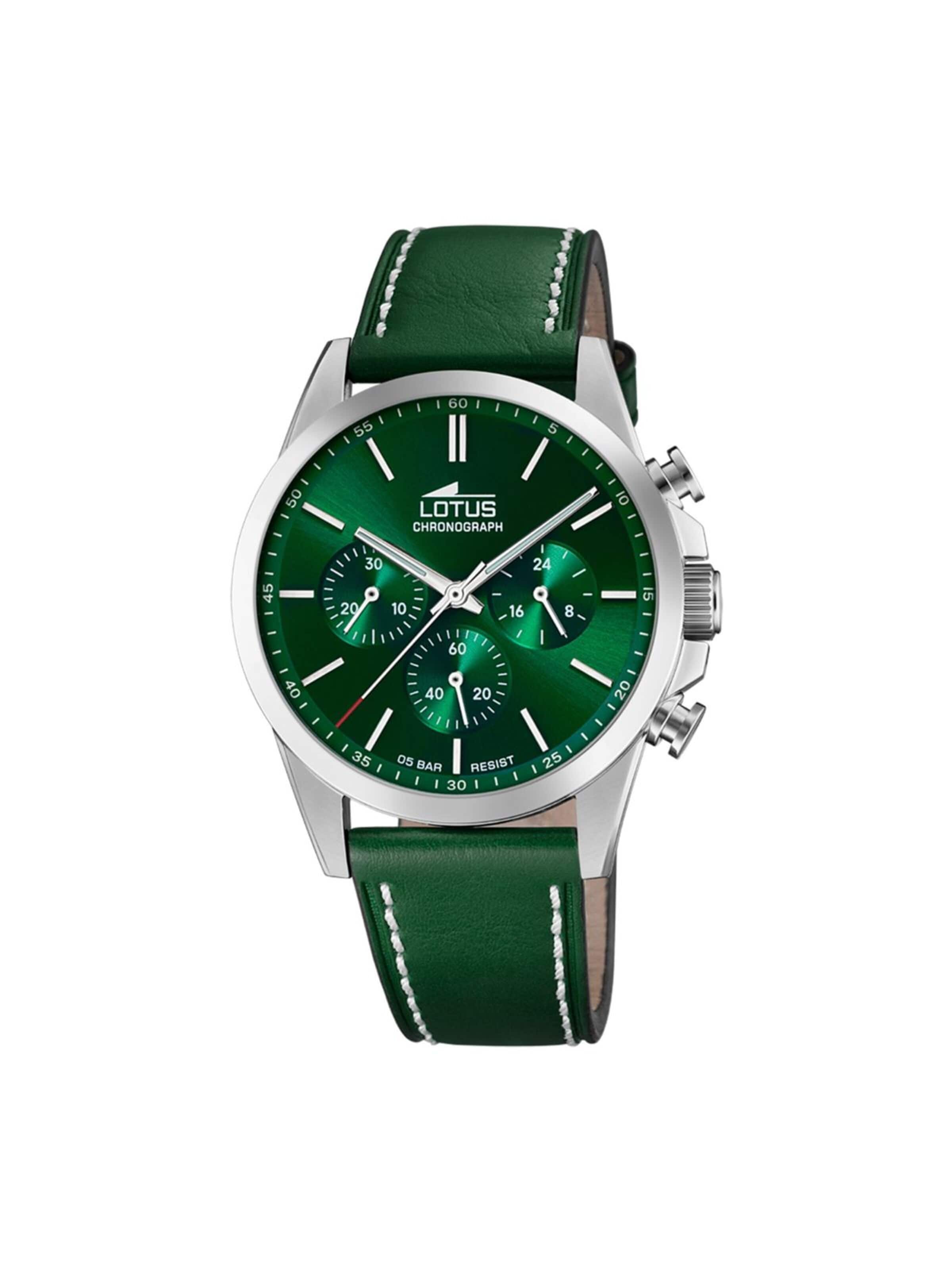 Lotus Analoog horloge in Groen: voorkant