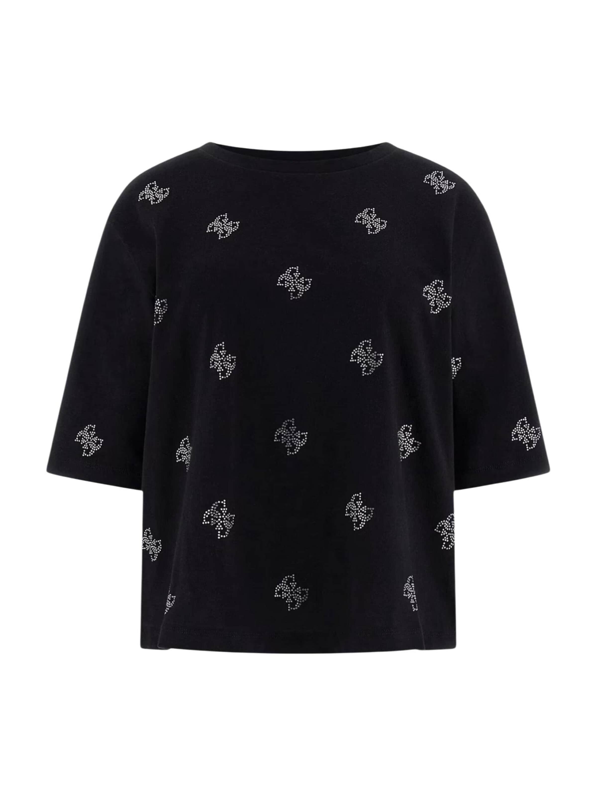 Top 'SILVY 4G SS CN T-SHIRT V6GI18 K2985' di GUESS in nero: frontale