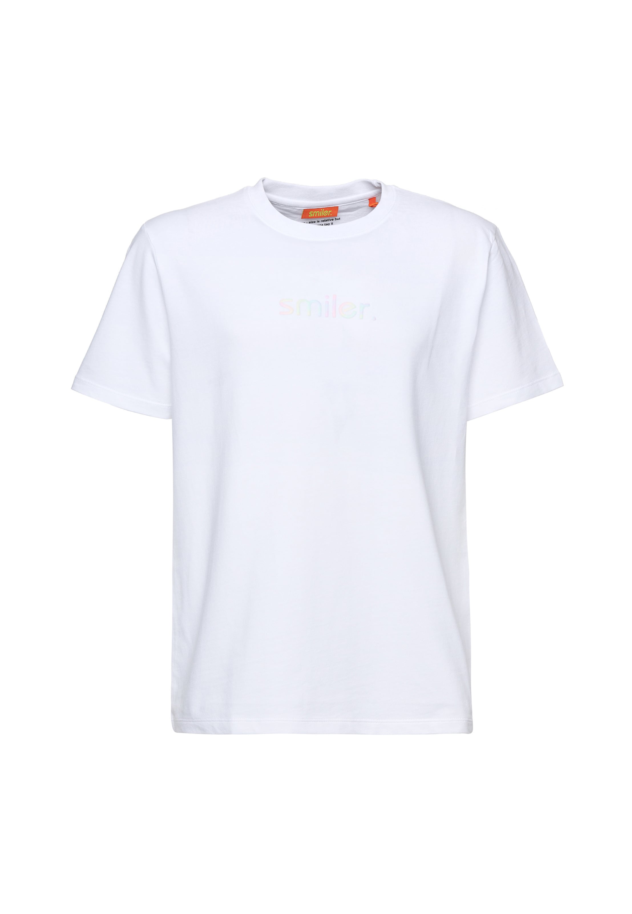 smiler. Shirt 'laugh.' in Weiß: Vorderseite