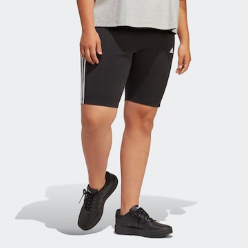 ADIDAS SPORTSWEAR Skinny Workout Pants 'Essentials 3-Stripes Bike' in Black: front