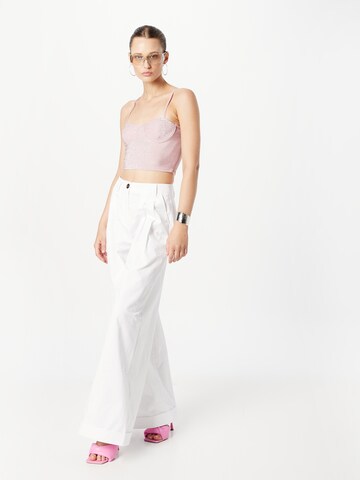 Nasty Gal Wide leg Pleat-Front Pants in White