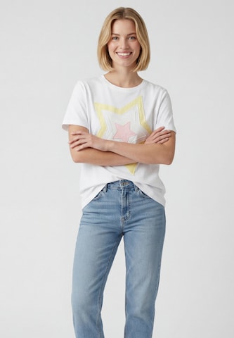 T-shirt usha BLUE LABEL en blanc : devant