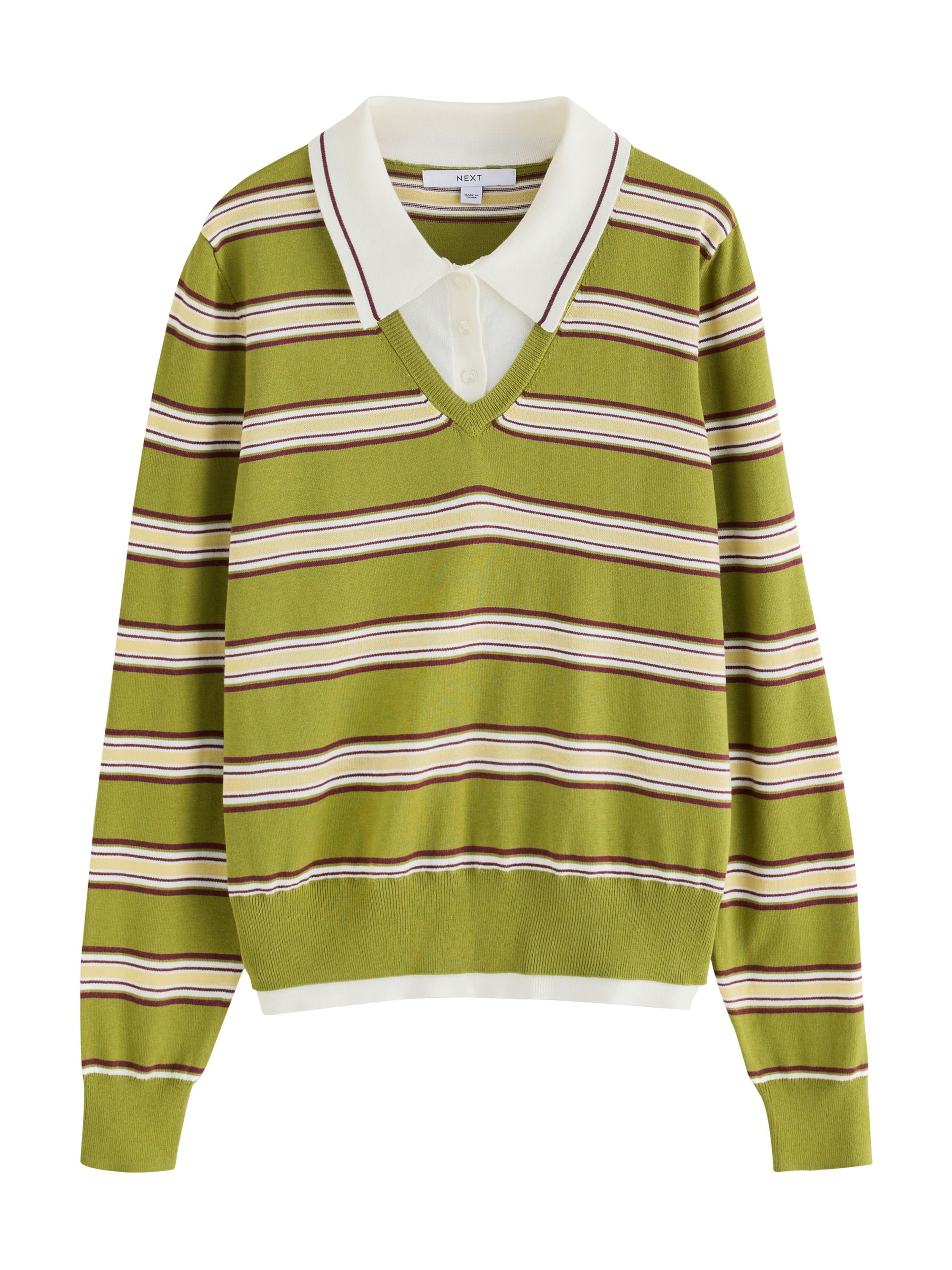 Next Pullover i S i brun / khaki / pastelgrøn / hvid, Produktvisning