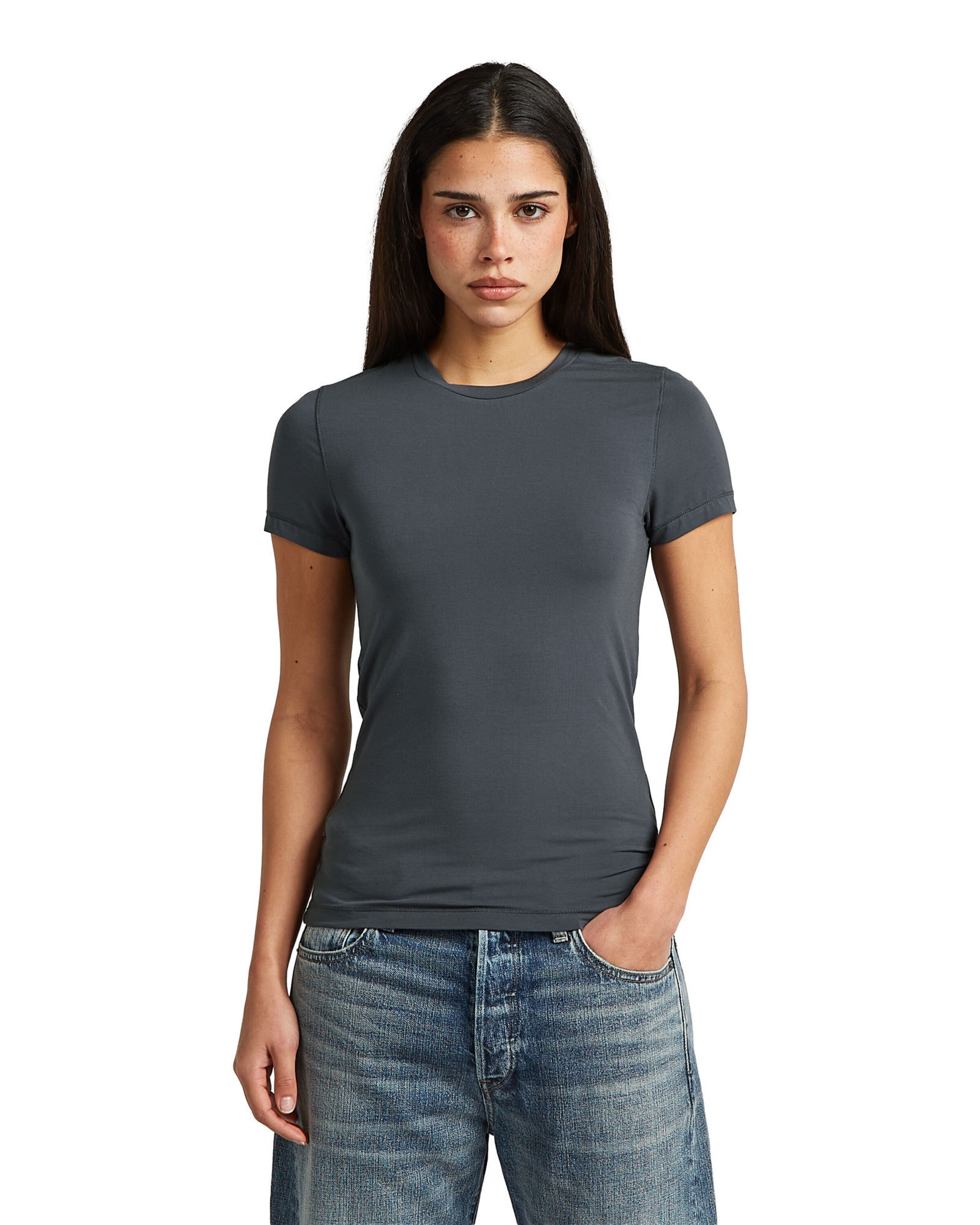 G-STAR T-Shirt - '2nd Skin T-Shirt' in Grau: Vorderseite