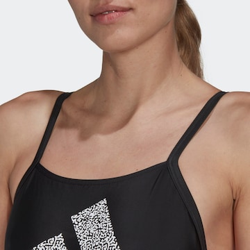 ADIDAS PERFORMANCE - Soutien Bustier Fato de banho desportivo '3 Bar Logo Print' em preto