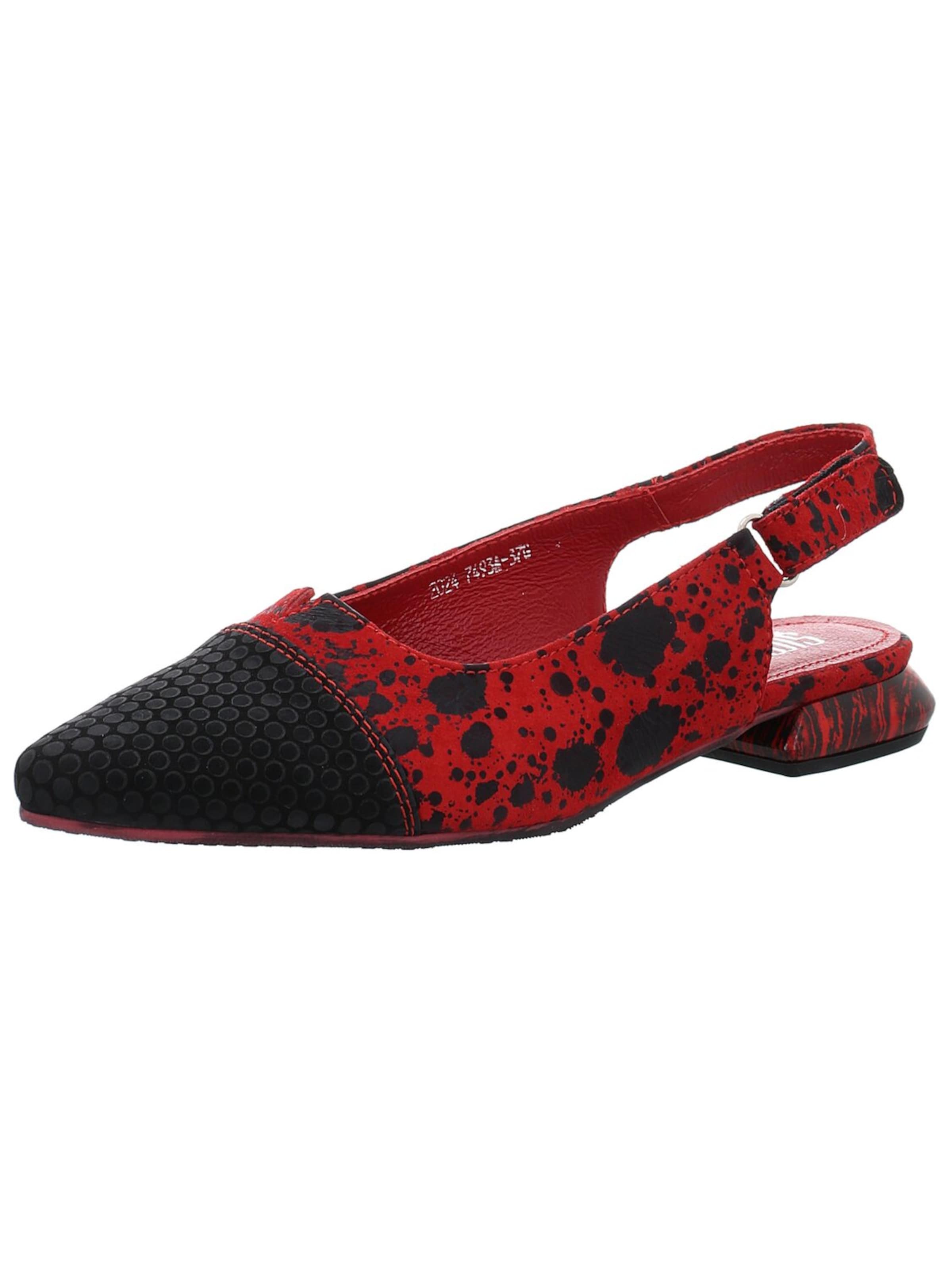 Simen Slingback Pumps 'Damen Sling 7493A SCHWARZ/ROT Echt Leder in rot' in Red: front