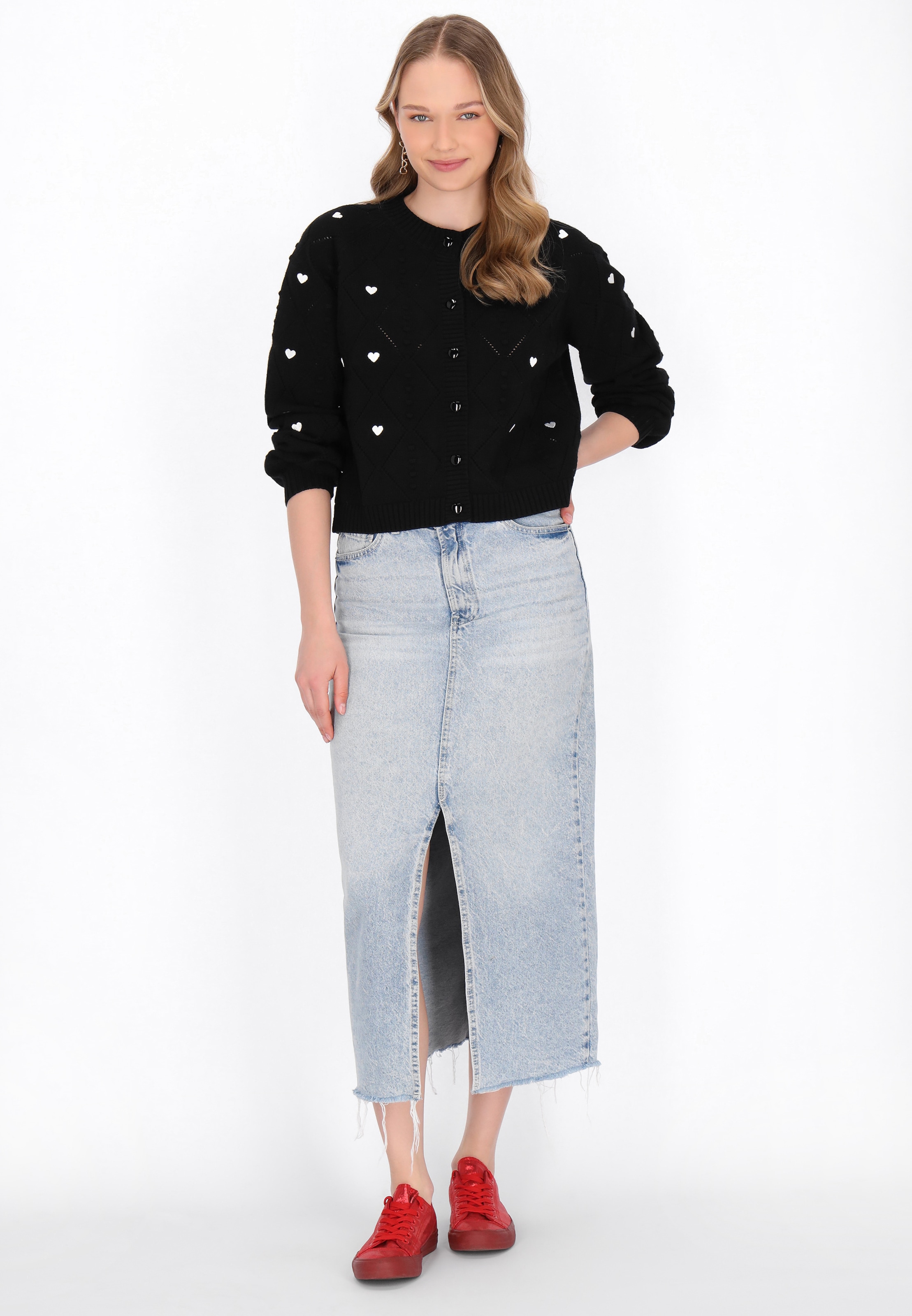 Cardigan swirly en noir : devant