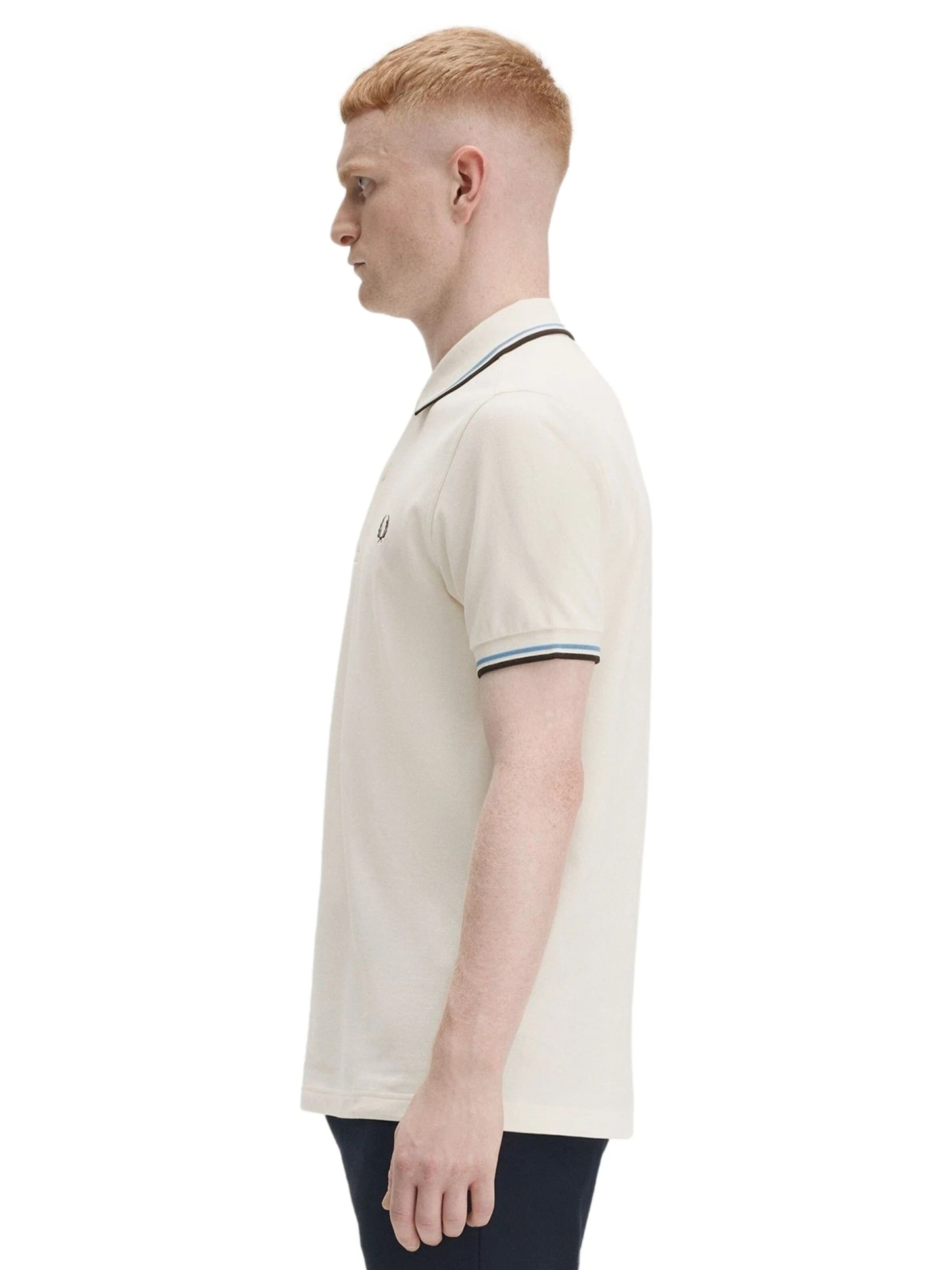 Fred Perry - Camiseta 'Polo fred perry beige/azul-negro twin tipped shirt' en beige