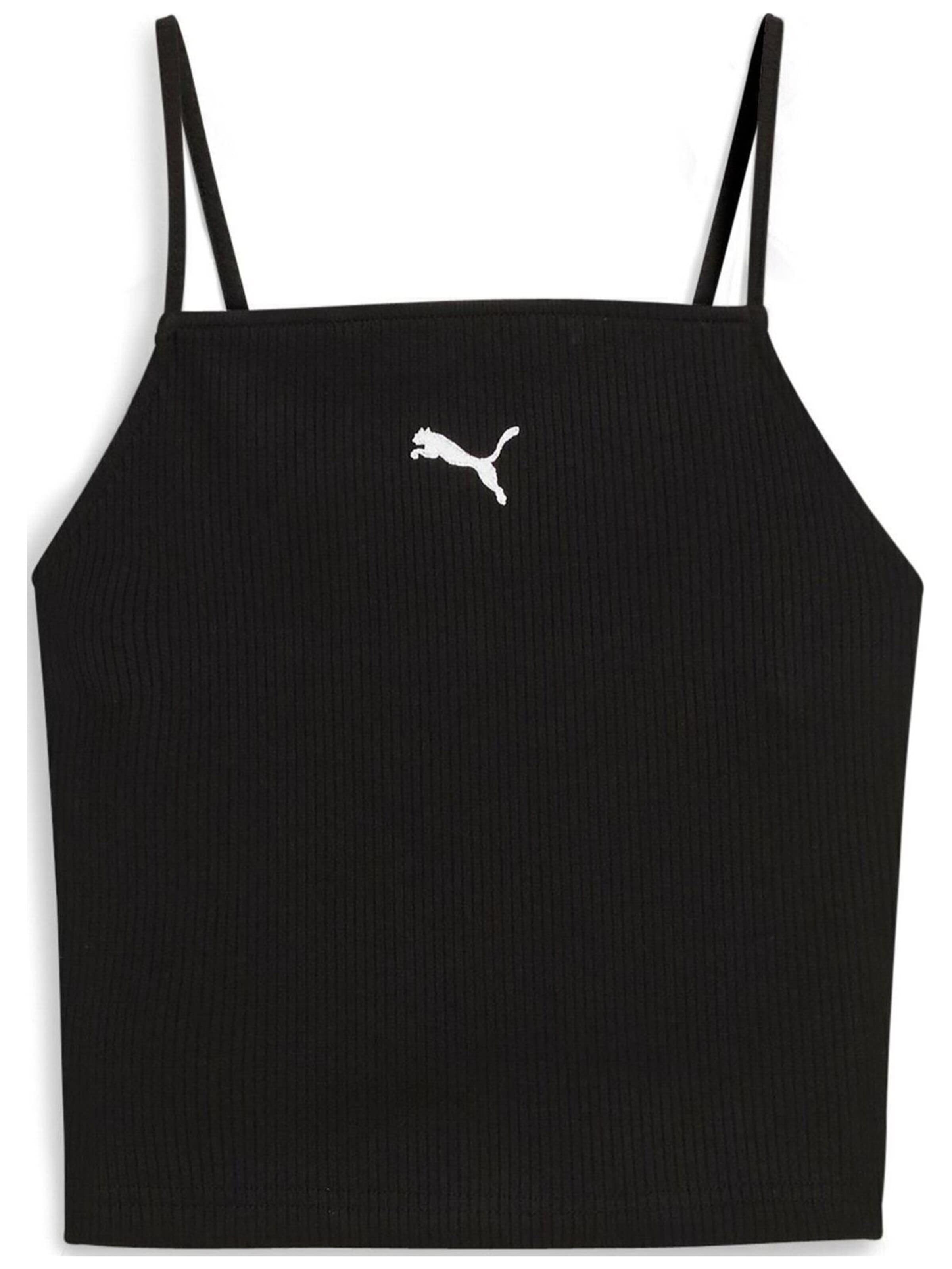 Top 'Puma Wardrobe Ess Ribbed Tank Top' di PUMA in nero: frontale