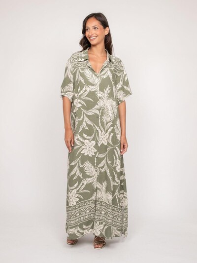 Abito 'Robe longue chemise motifs ILIAGO' in 36 Dona Lisa di colore oliva, Visualizzazione prodotti