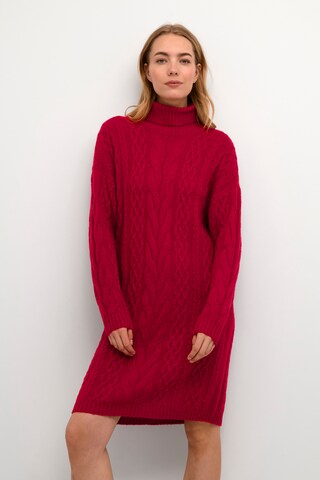 Cream Knitted dress 'Cabin' in Red: front