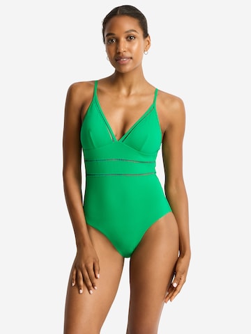 SEA LEVEL Triangel Badpak 'Essentials' in Groen: voorkant