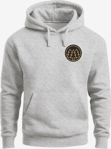 Neverless Sweatshirt 'Bäume Badge' in Grau: Vorderseite
