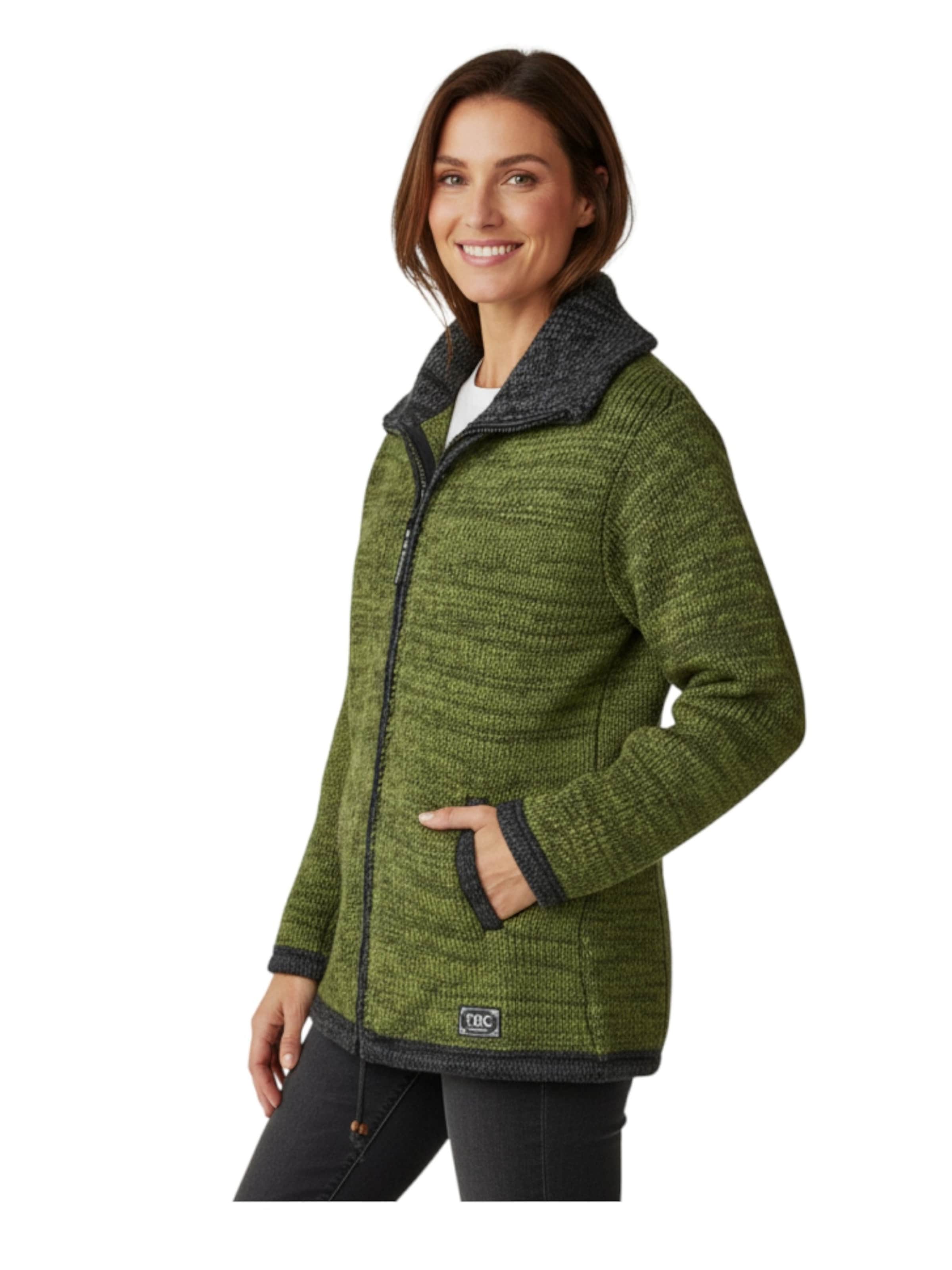 THC Natural Line Knitted Coat '904' in Green