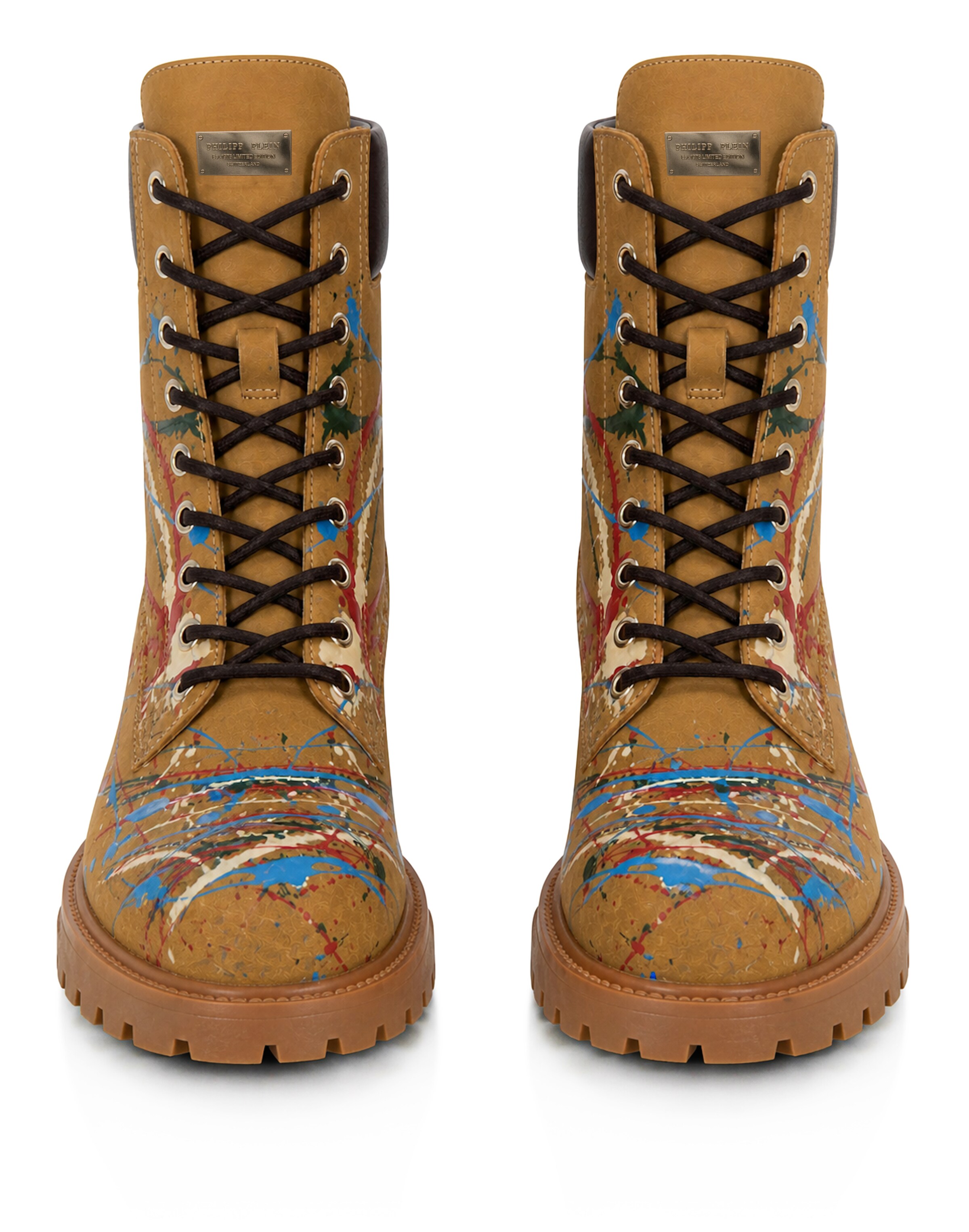 Philipp Plein - Botas com atacadores ' Skull ' em castanho
