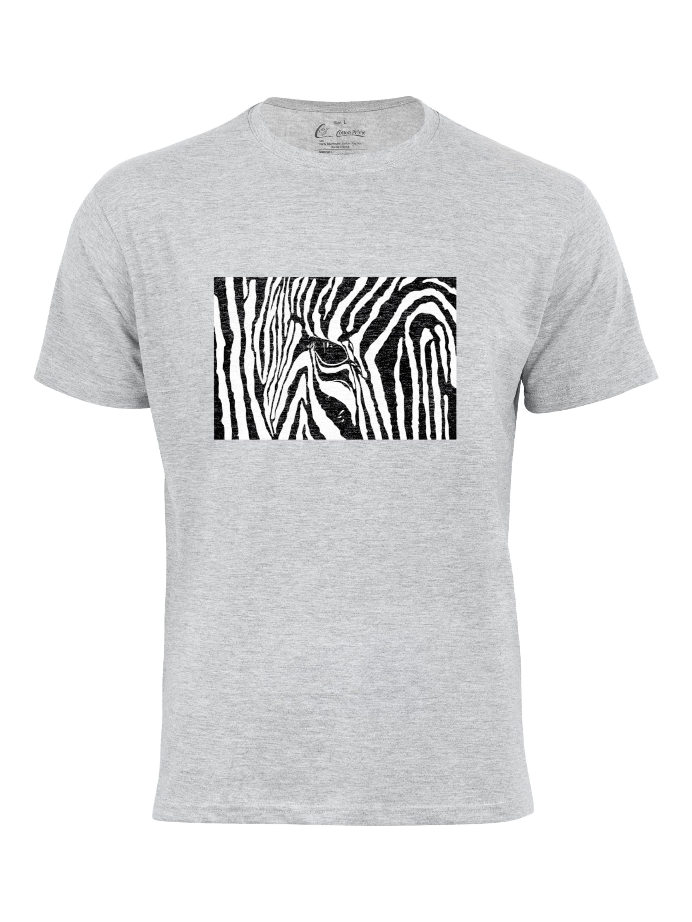 Cotton Prime - Camisa 'Black & White Zebra Eye' em cinzento: frente
