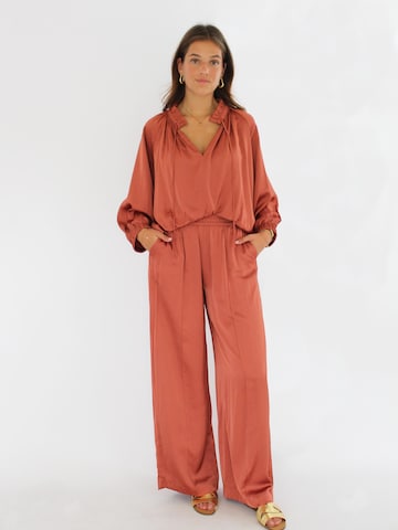 Honnête Atelier Wide leg Broek 'Alice' in Rood