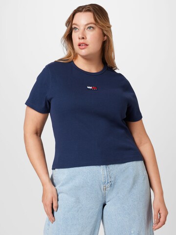 zils Tommy Jeans Curve T-Krekls: no priekšpuses