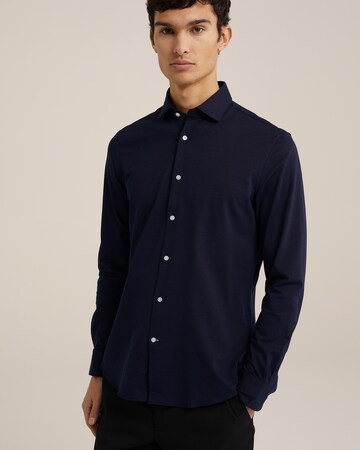 WE Fashion Slim fit Button Up Shirt in Blue: front
