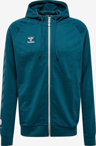 Hummel Athletic Zip-Up Hoodie 'Move' in Blue: front