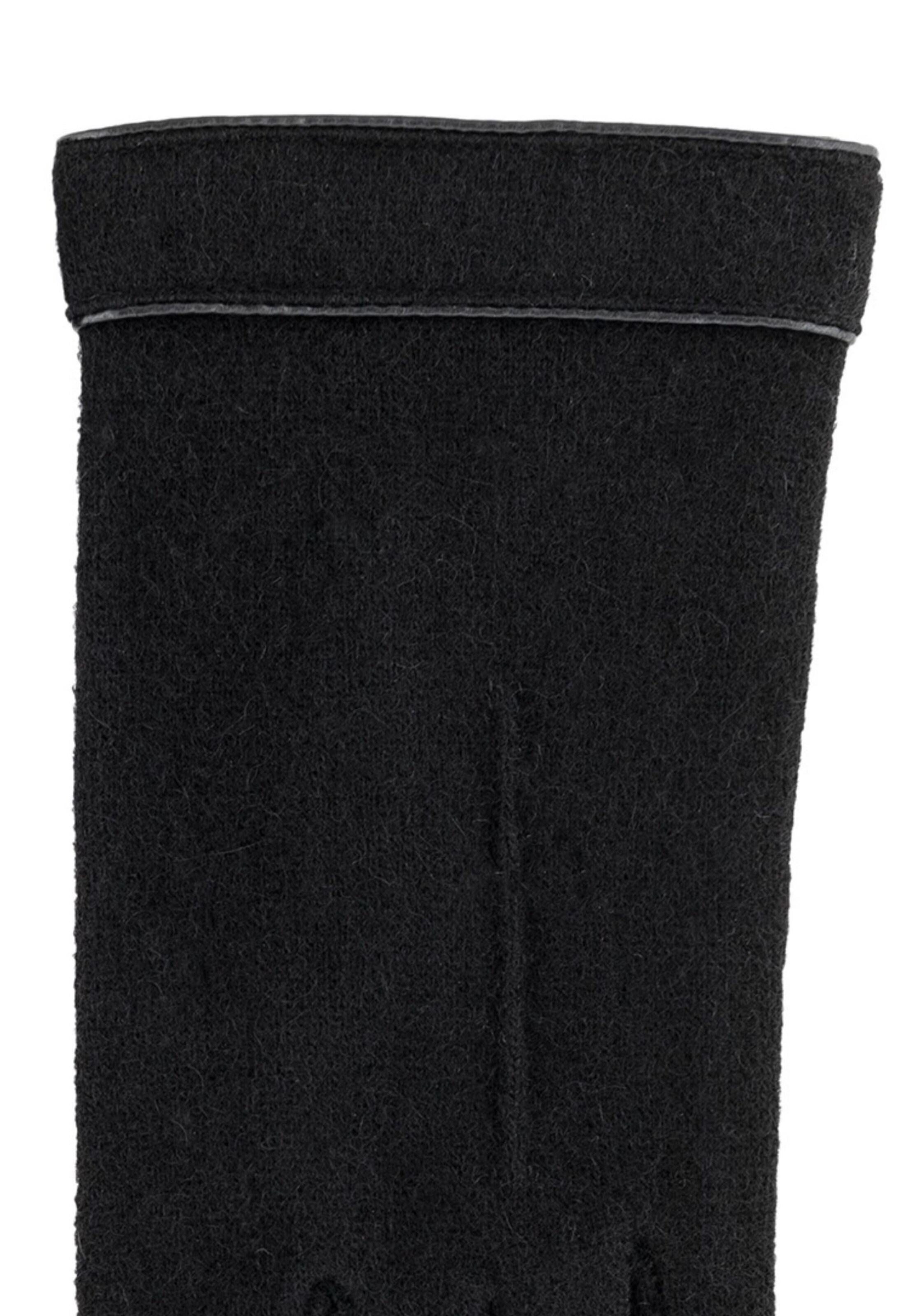Roeckl Strickhandschuhe 'LEATHER PIPING TOUCH' in Schwarz