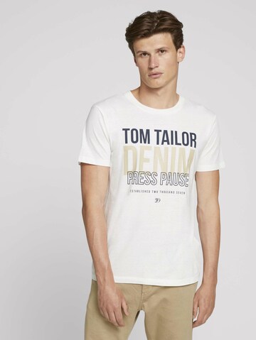 TOM TAILOR DENIM Tričko – bílá: přední strana