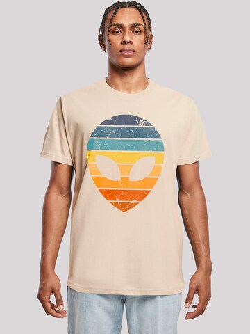 T-Shirt 'Alien Sonnenuntergang Retro' F4NT4STIC en beige : devant