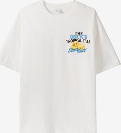 Bershka T-Shirt in hellblau / honig / schwarz / weiß, Produktansicht