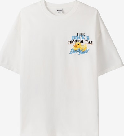 Bershka T-shirt en bleu clair / miel / noir / blanc, Vue avec produit