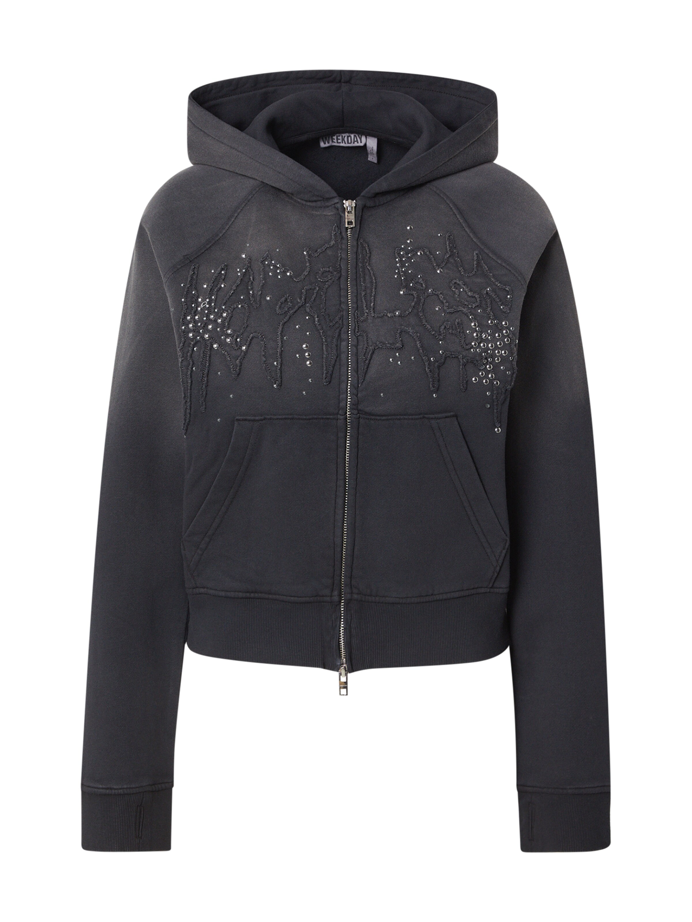 WEEKDAY Zip-Up Hoodie 'Tommy' in Black: front